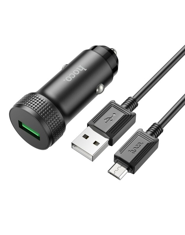 Automobilinis įkroviklis Hoco Z49A QC3.0 18W + MicroUSB juodas