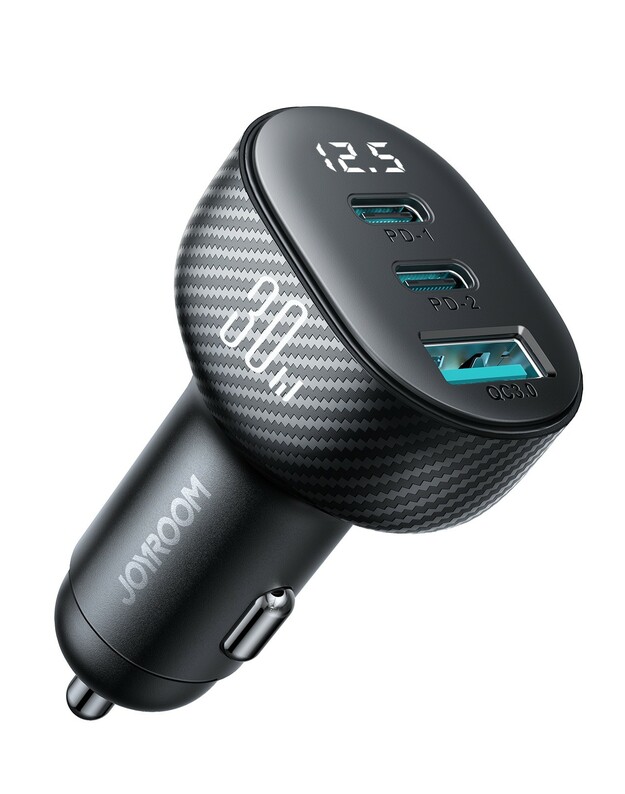 Automobilinis įkroviklis Joyroom JR-CCD04 2xUSB-C/USB-A 30W juodas