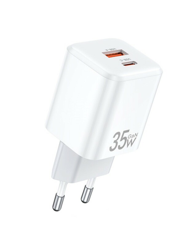 Įkroviklis Awei PD66-EU GaN 35W USB-A/USB-C baltas