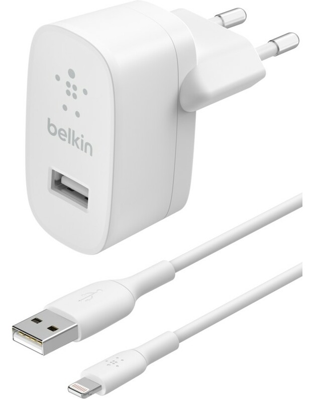 Įkroviklis Belkin Boost Charge USB-A 12W + Lightning kabelis baltas