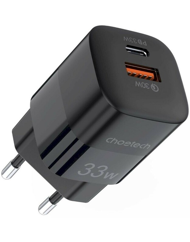 Įkroviklis Choetech PD5006 USB-C/USB-A 33W juodas