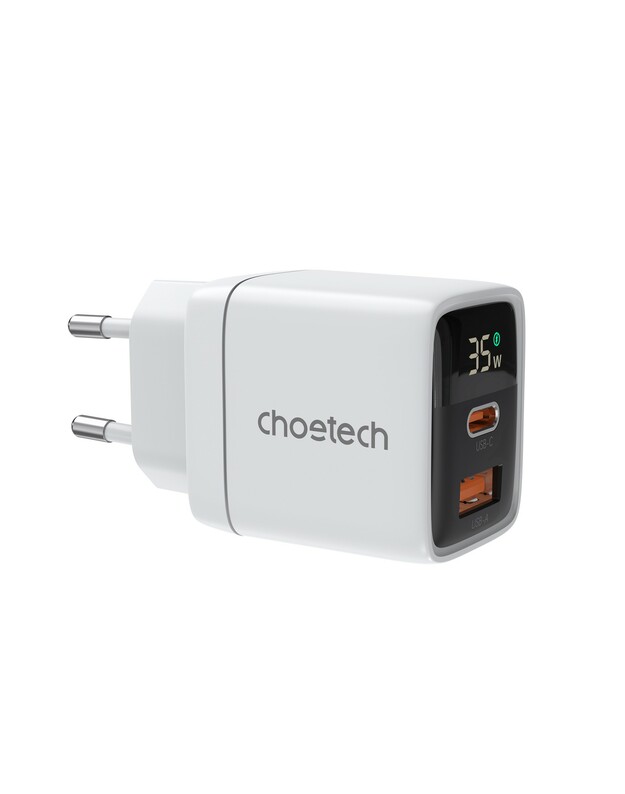 Įkroviklis Choetech PD6052 USB-C/USB-A PD35W GaN baltas