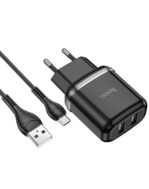 Įkroviklis Hoco N4 + microUSB (2.4A) juodas