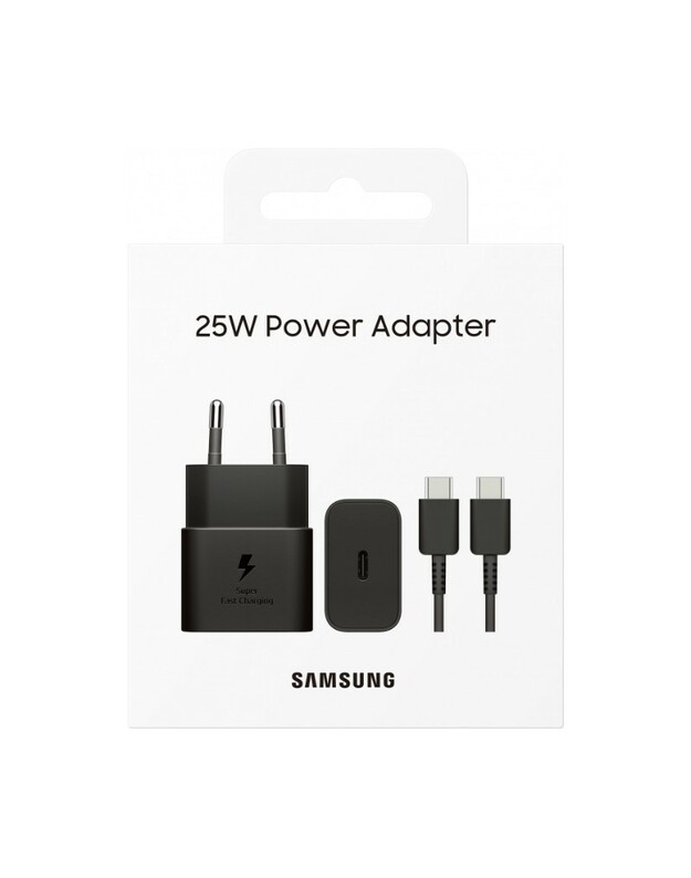 Įkroviklis Samsung EP-T2510XBEGEU 25W + USB-C kabelis juodas