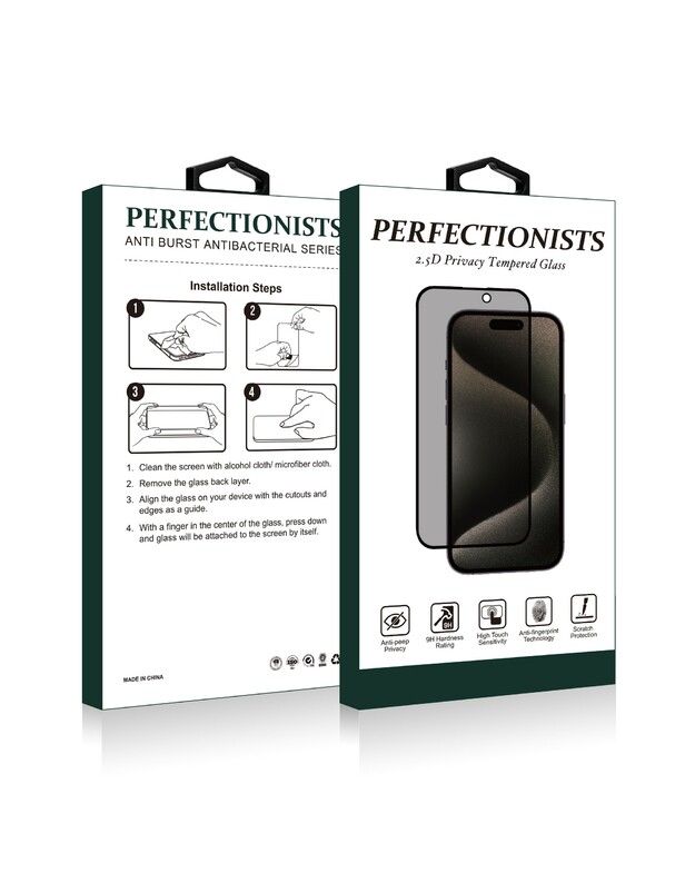 LCD apsauginis stikliukas 2.5D Privacy Perfectionists Apple iPhone 14 Pro juodas