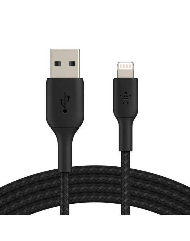 USB kabelis Belkin Boost Charge Braided USB-A to Lightning 1.0m juodas