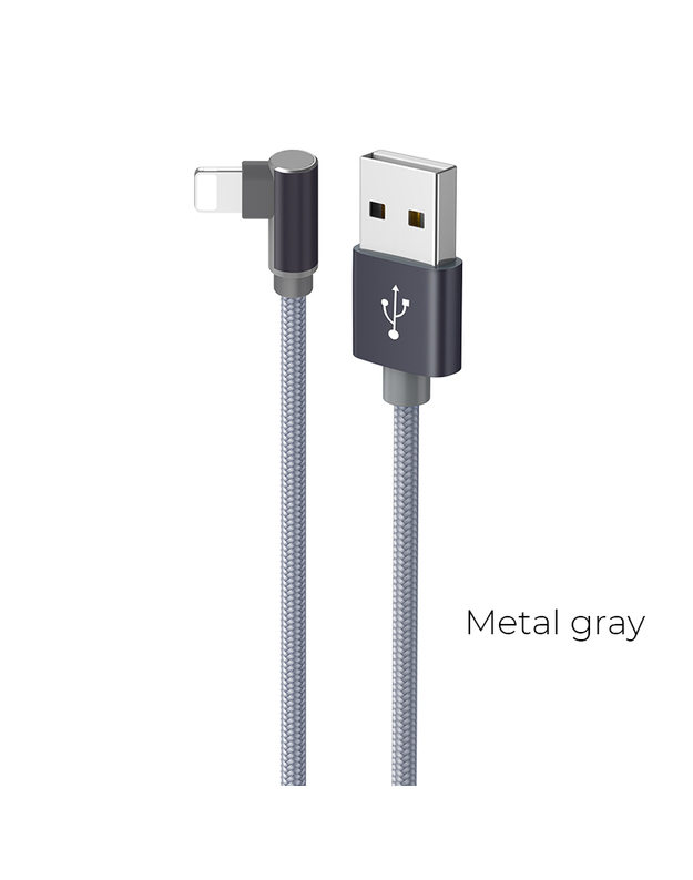 USB kabelis Borofone BX26 Lightning 1.0m metalinis pilkas