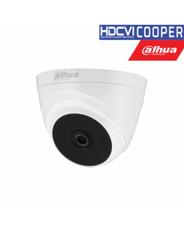 HD-CVI, CVBS kamera kupolinė 2MP su IR iki 20m. 1/2.7" 2.8mm 103°, 2DNR, DWDR, vidaus sąlygom