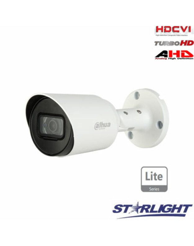 HD-CVI kam. STARLIGHT cilindrinė 2MP su IR iki 30m, 3.6mm obj., STARLIGT sensor., mic, IP67