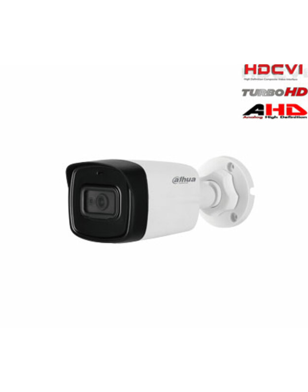 HD-CVI, TVI, AHD, CVBS kamera cilindrinė 2MP su IR iki 80m. 1/2.7" 3.6mm 87.5°, int. mikrofonas