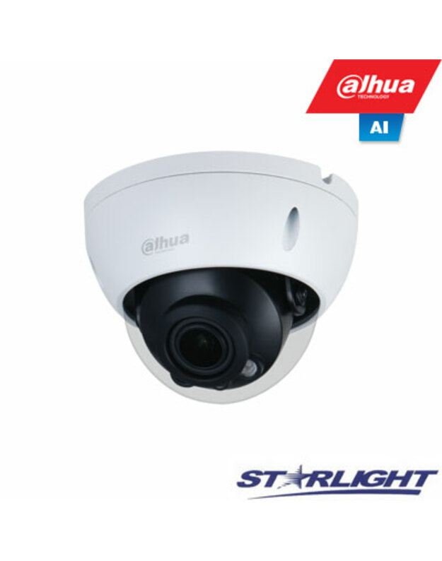 IP kamera AI 5M 2K Kupol. STARLIGHT su LXIR 40m 5MP(2592x1944) 20fps, 2.7mm–13.5mm,H.265+,IK10