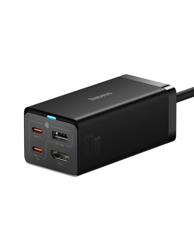 Kroviklis BASEUS GaN 2x USB-C, USB-A, HDMI 4K, 67W, PPS, PD, QC, USB4