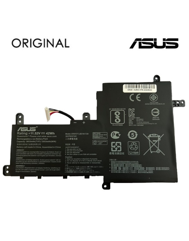 Nešiojamo kompiuterio baterija ASUS B31N1729, 3653mAh, Original