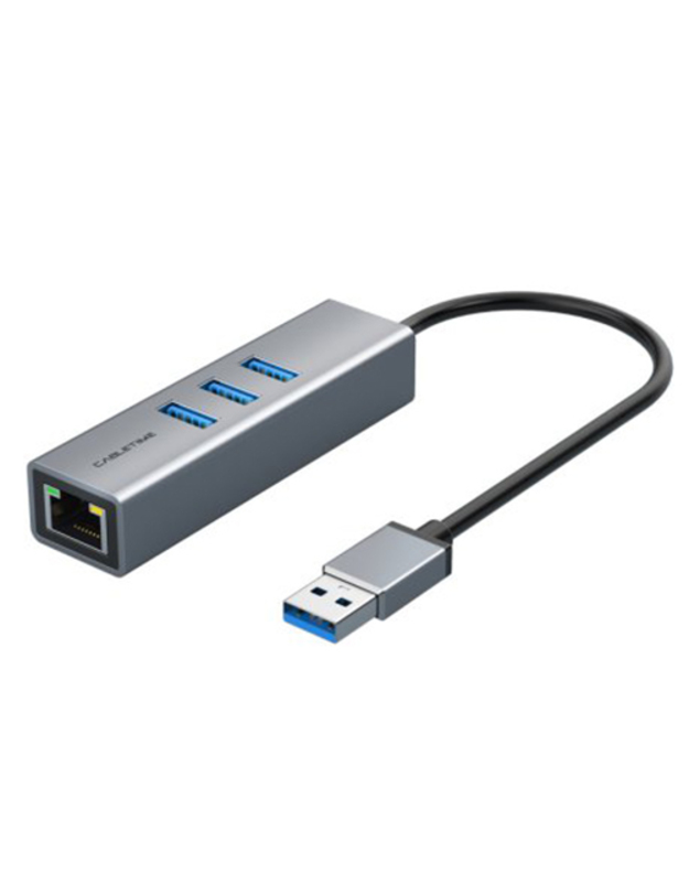 Premium adapteris USB 3.0 - USB 3.0 (3 Ports) + RJ45, 0.15m